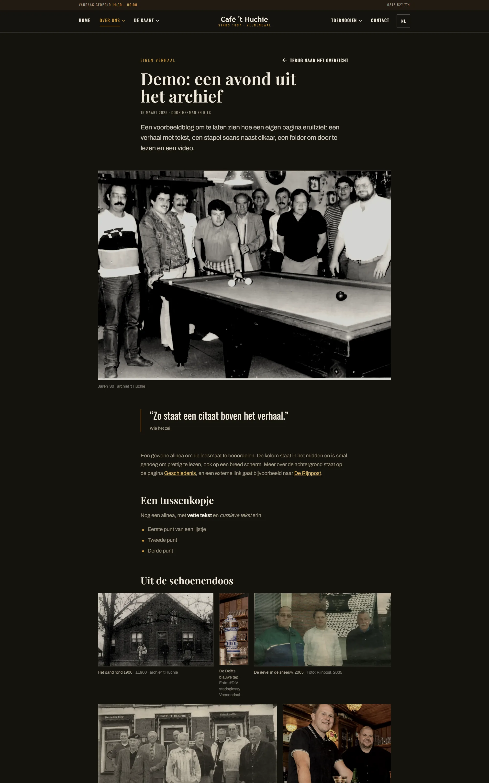 Een blog met een eigen pagina op de website